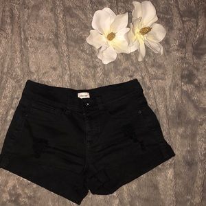 sneak peak black distressed shorts!